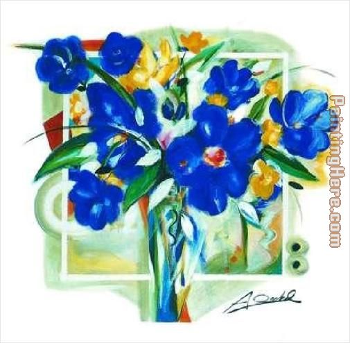 Blue Flowers In Vase painting - Alfred Gockel Blue Flowers In Vase art painting